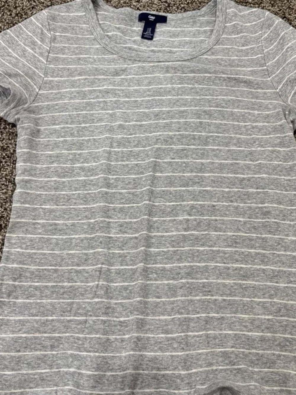 GAP Gray and White Striped Short-Sleeve Tee